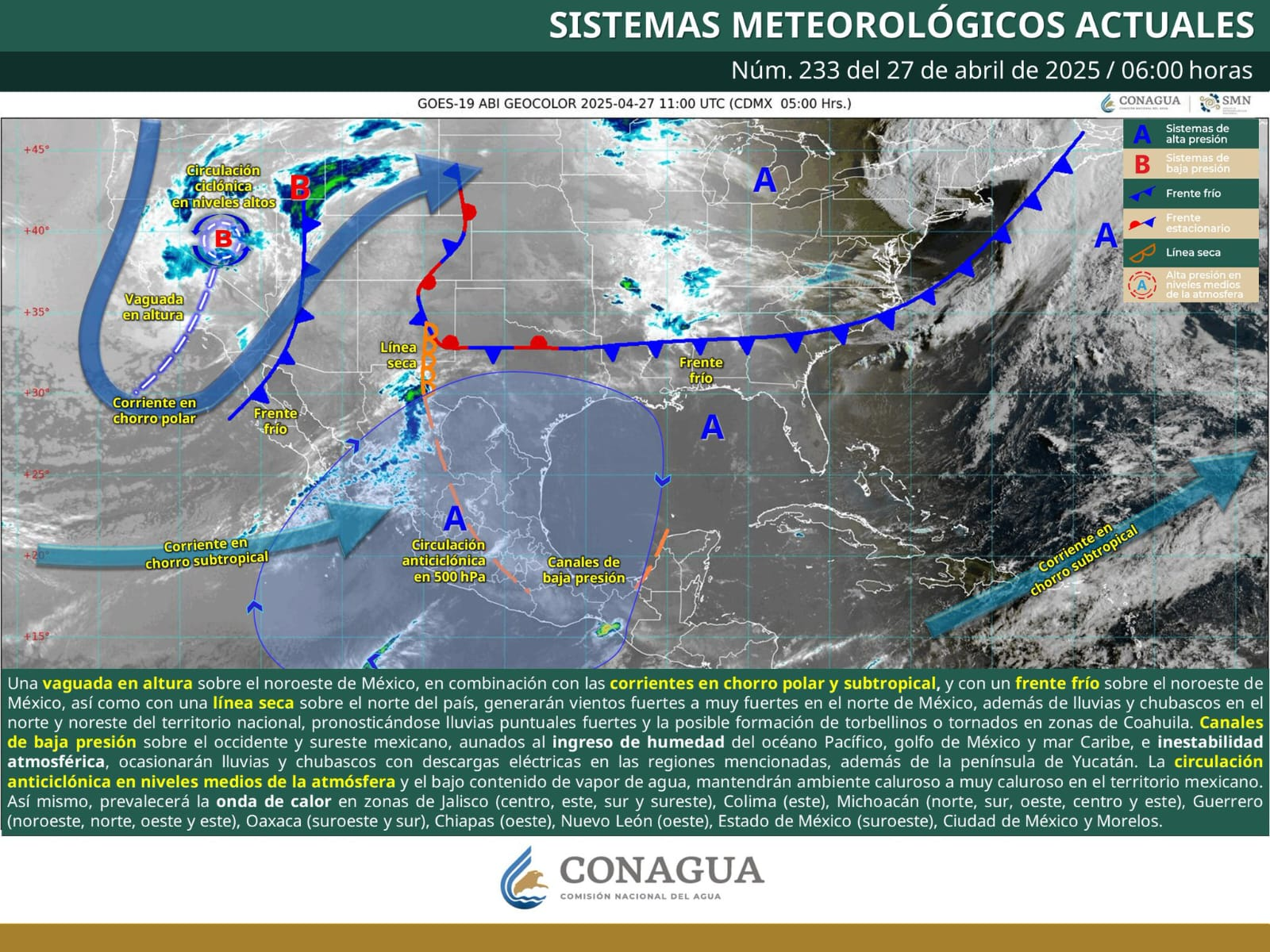 SE ESPERAN FUERTES LLUVIAS Y VIENTOS CON POSIBLE FORMACIÓN DE TORBELLINOS O TORNADOS EN COAHUILA