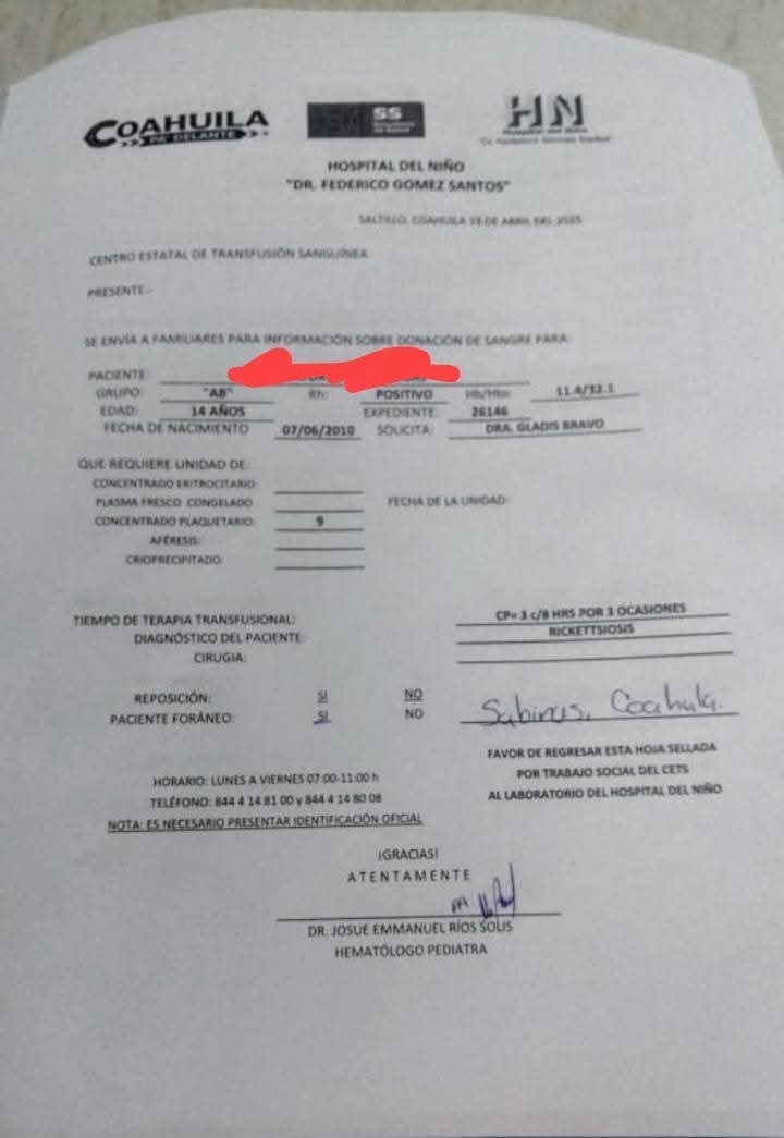 Solicitan apoyo para niño con rickettsiosis