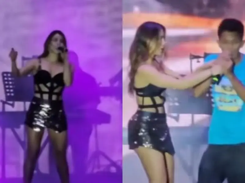 Lavacoches interrumpe concierto de María León y le quita el micrófono