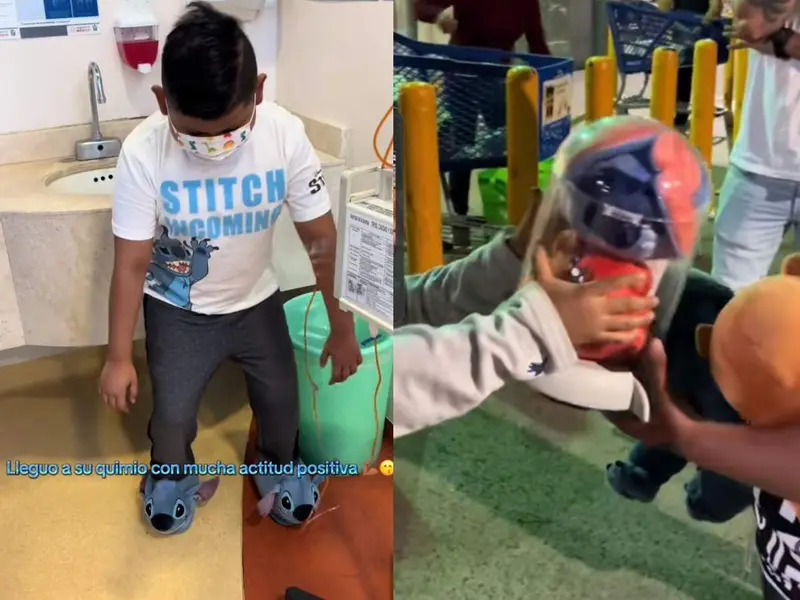 Niña conmueve al regalar su palomera de Stitch a niño en quimioterapia