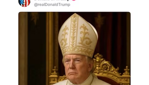 «Denme un respiro», dice Trump sobre las críticas a su foto vestido de Papa; «está bien divertirse un poco»