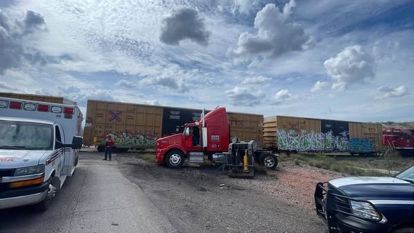 Se descarrila ferrocarril tras chocar contra tráiler