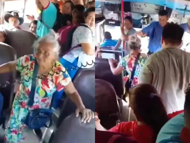 Anciana trata de acuchillar a un predicador en autobús