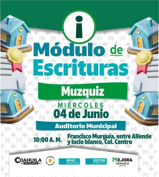 Instalarán módulo de escrituras en Múzquiz