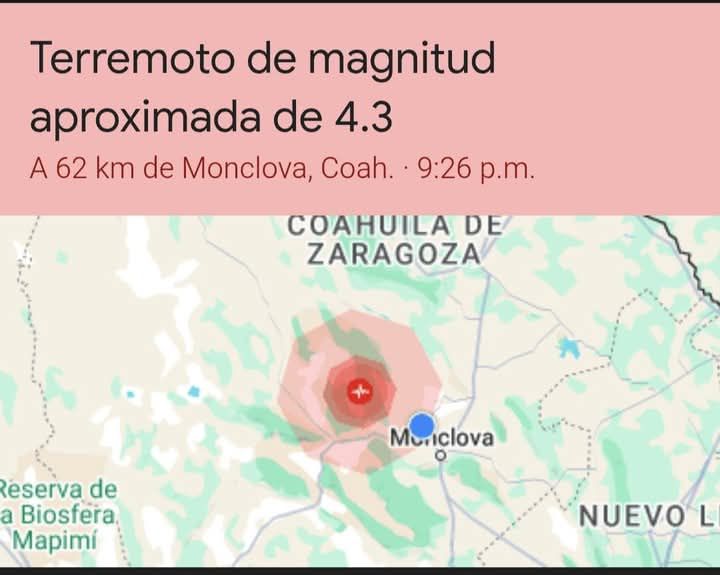 Sorprende sismo a Monclova y Múzquiz