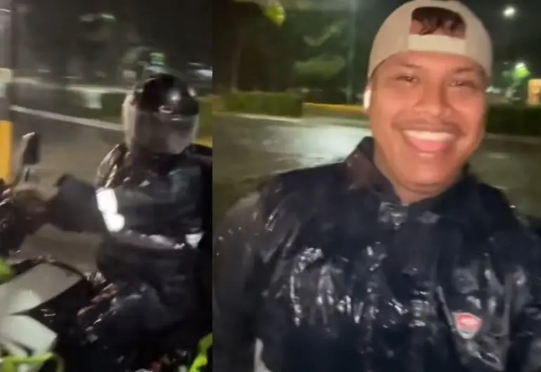 «¿Por qué no te hiciste unos huevos?»: Repartidor se vuelve viral en noche lluviosa