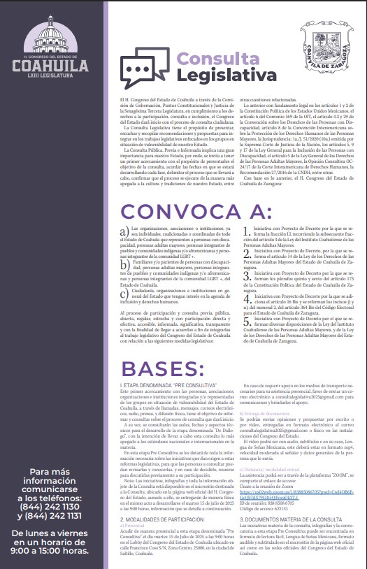 Emite Congreso convocatoria para Consulta Legislativa