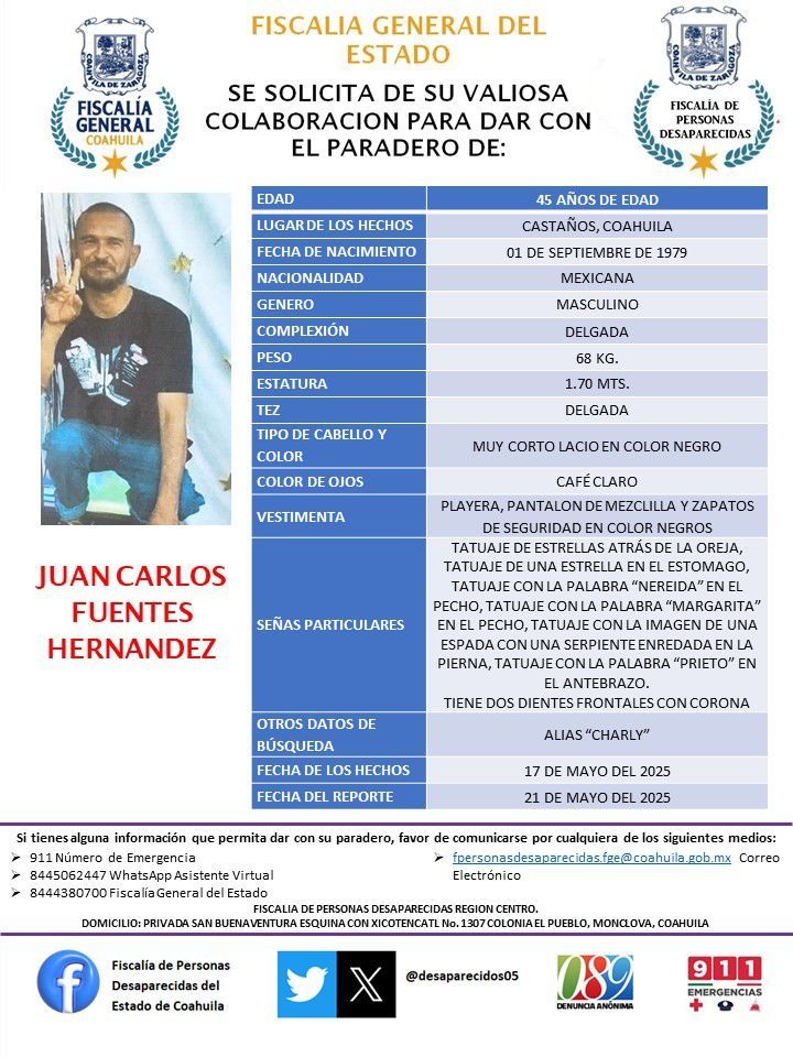 Inicia FGE búsqueda de joven castañense
