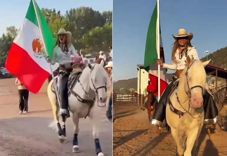 Bella Hadid grita ‘¡Viva México!’ y ondea la bandera en un rodeo de Colorado