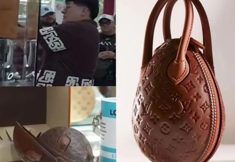 Integrante de Grupo Firme rompe huevo de chocolate Louis Vuitton de miles de pesos