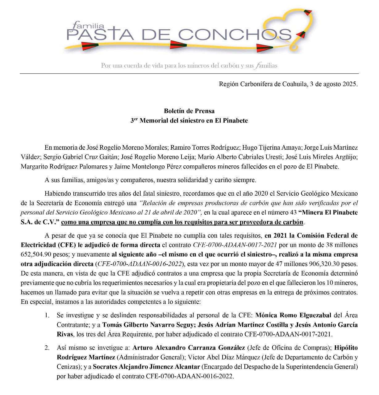 Familia Pasta de Conchos exige justicia en El Pinabete
