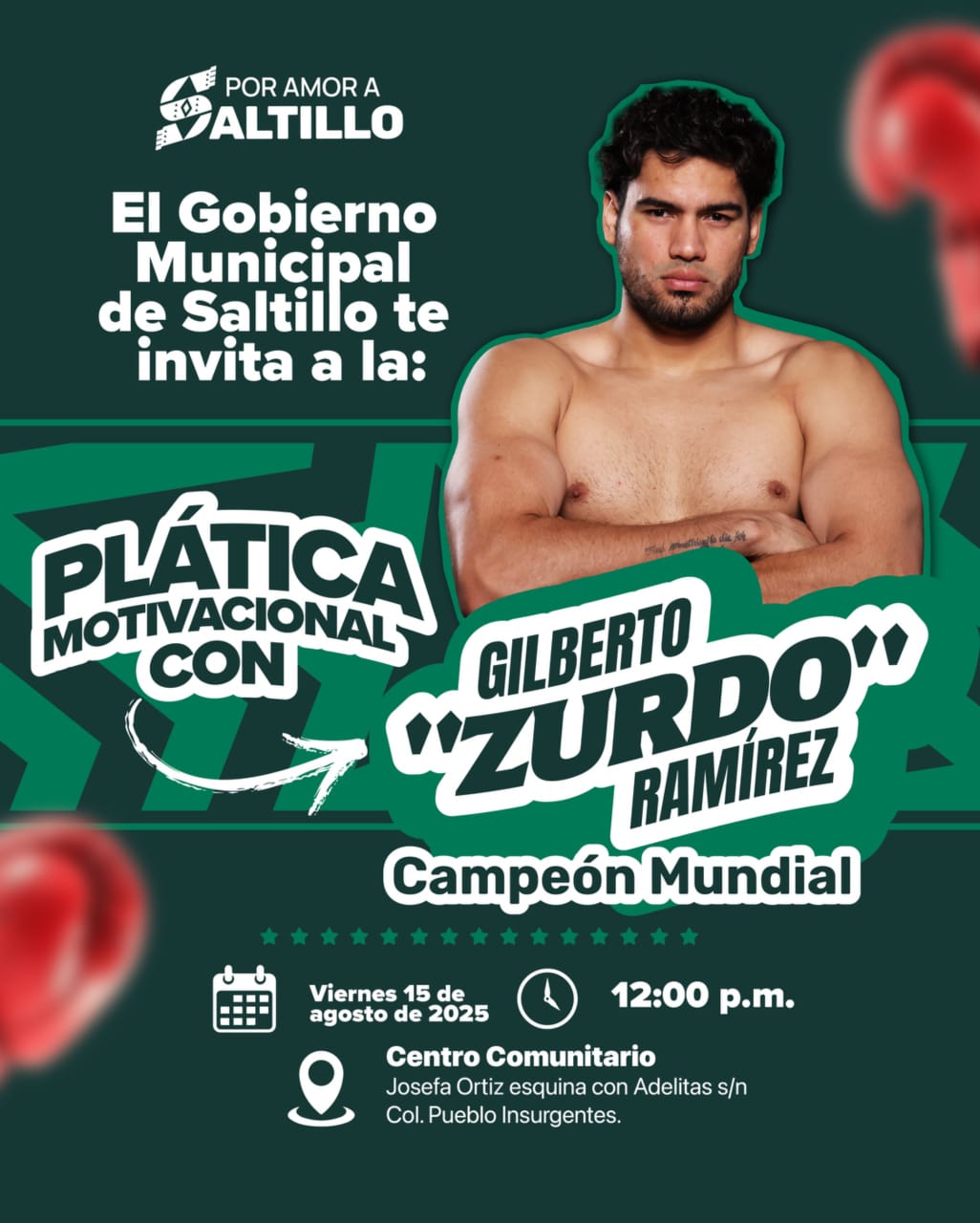 Dará Gilberto “Zurdo” Ramírez, plática motivacional en la Pueblo Insurgentes
