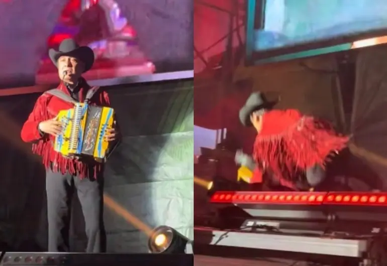 Jorge Hernández de Los Tigres del Norte se cae en pleno concierto