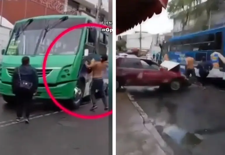 Chofer y pobladores riñen en Cuajimalpa CDMX: Autos destrozados y heridos