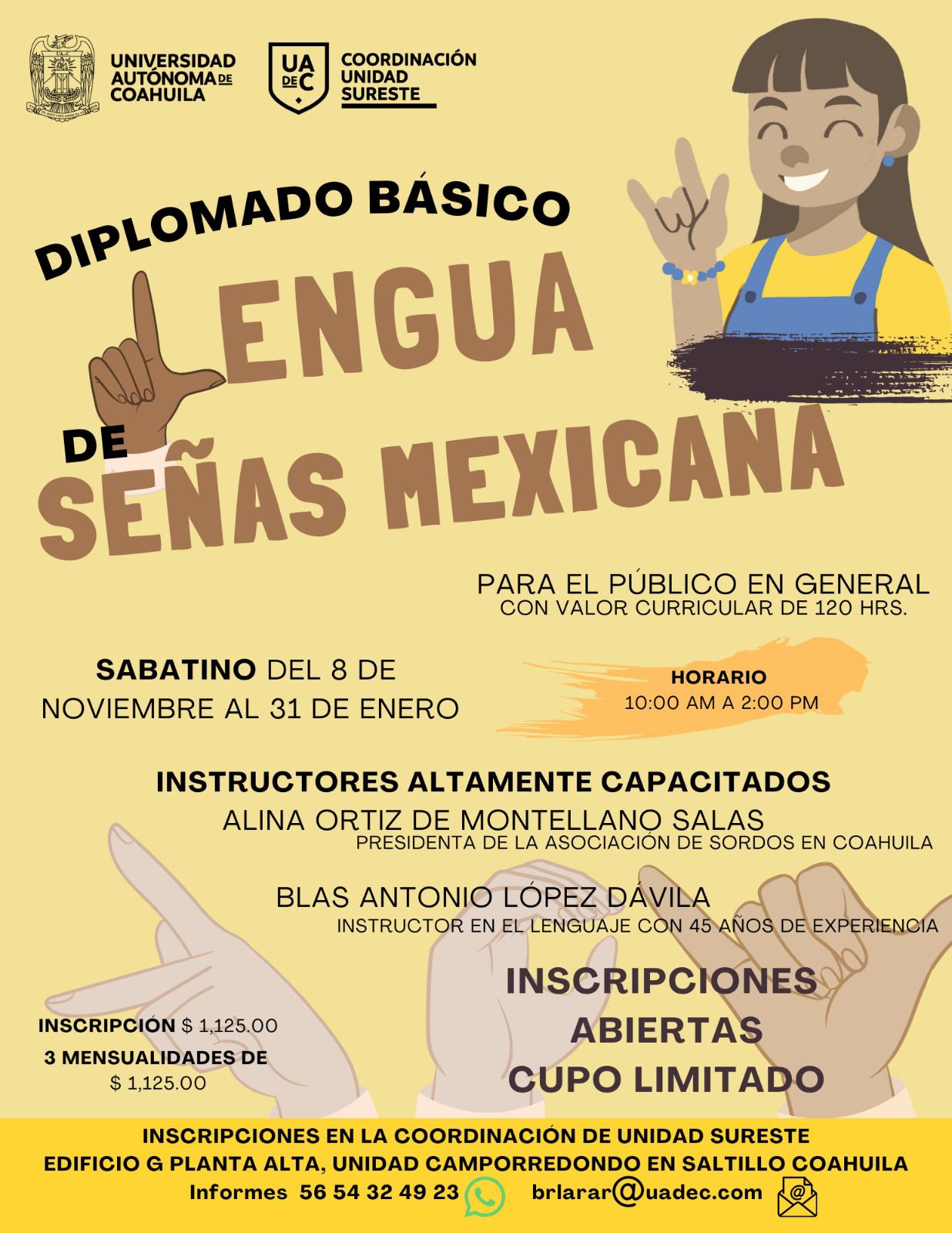 Invita UAdeC a Diplomado en Lengua de Señas Mexicana