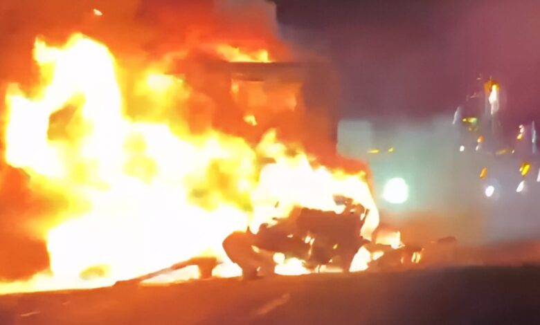 Arde tráiler en tramo Saltillo – Zacatecas