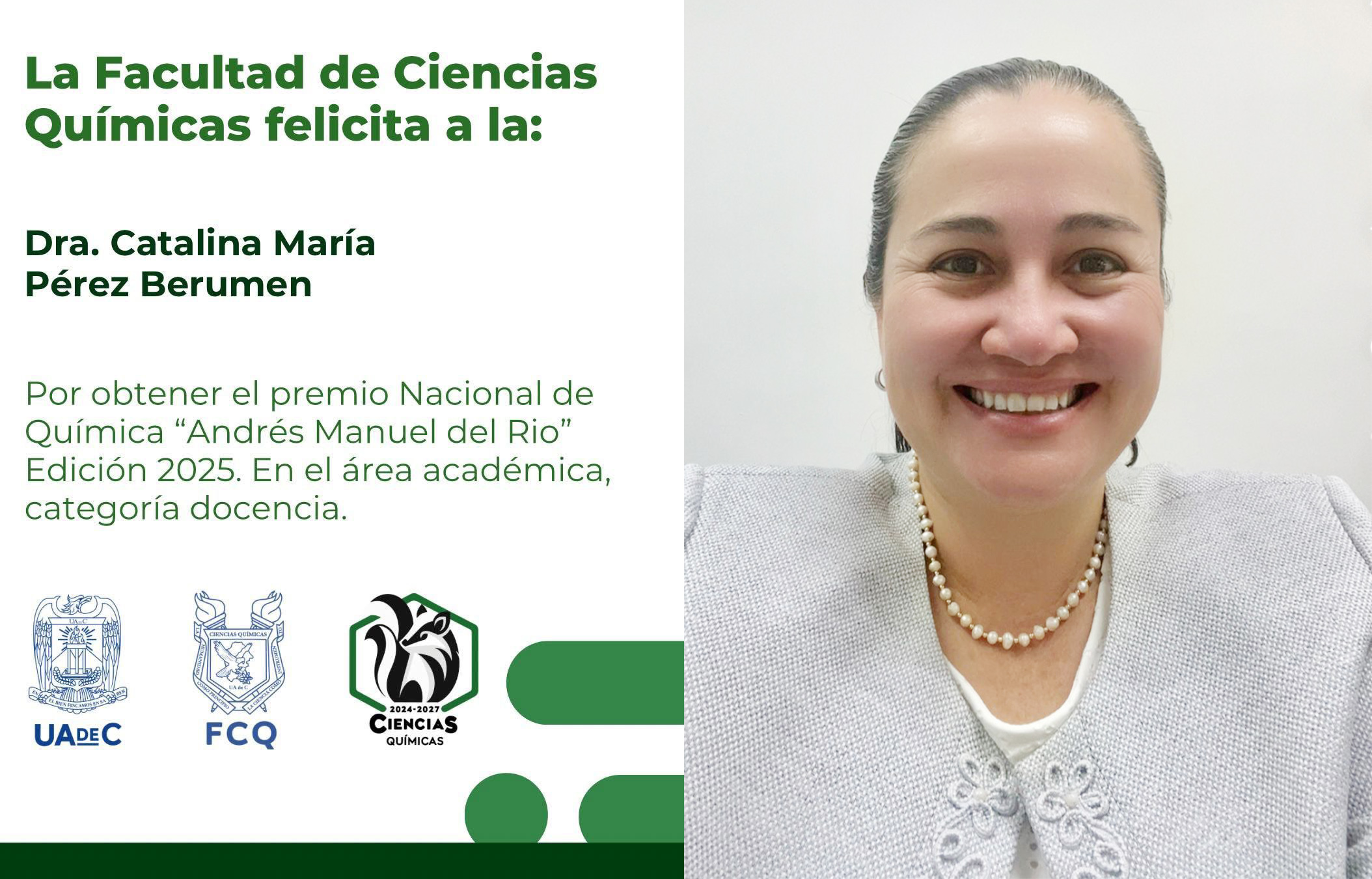 Recibirá maestra de la UAdeC Premio Nacional de Química