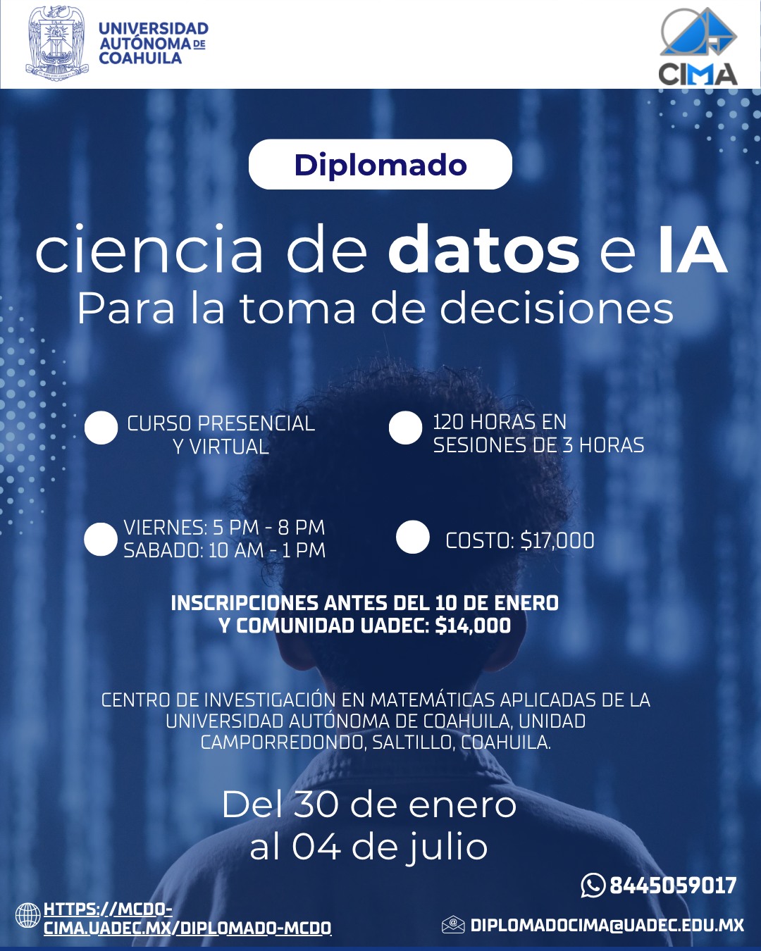 Invita UAdeC a diplomado en Ciencia de Datos en IA