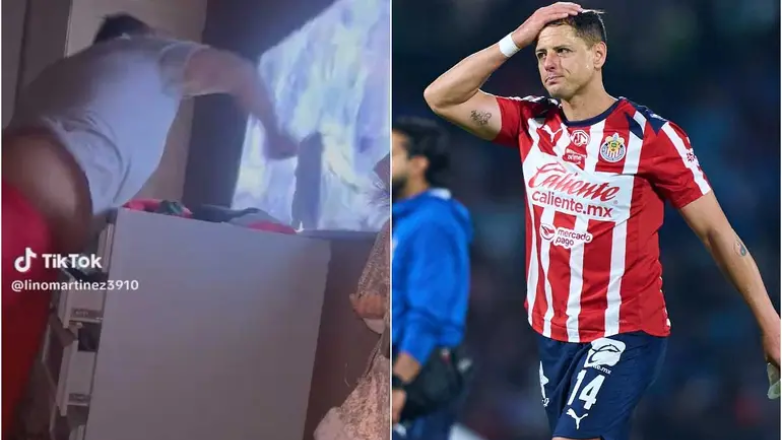 Aficionado de Chivas destroza su pantalla tras falla de ‘Chicharito’