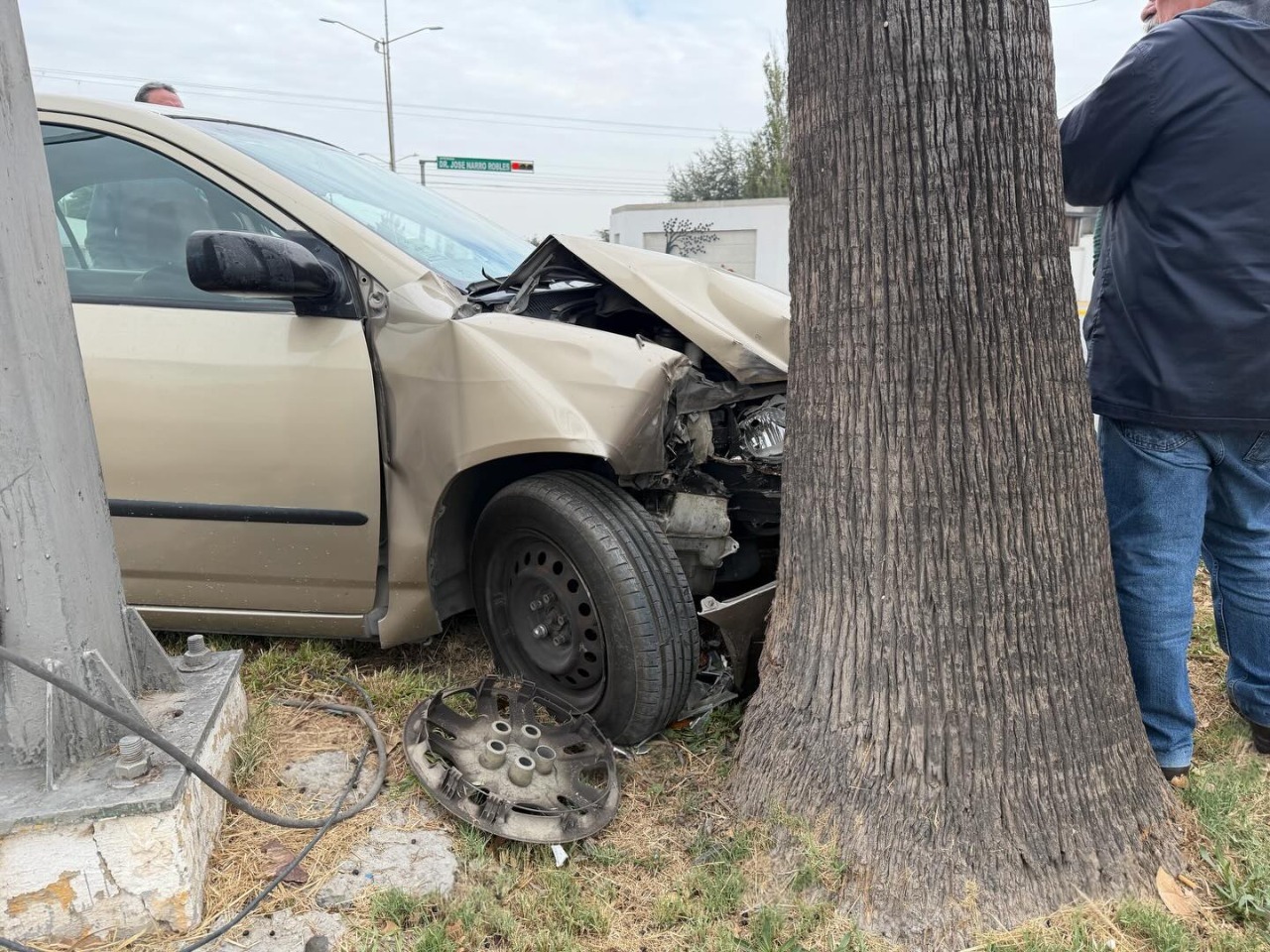 Se impacta septuagenario contra árbol; resulta ileso