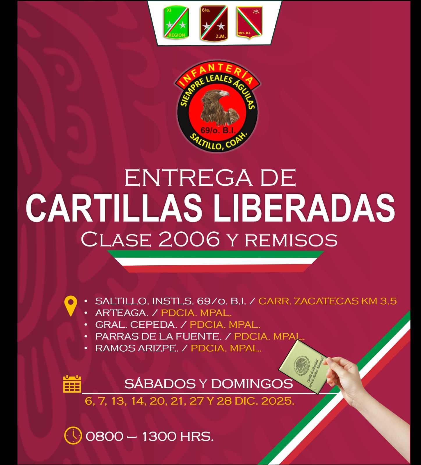 Invitan a jóvenes a recoger Cartilla de Identidad Militar