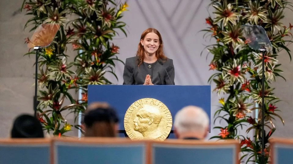 «Venezuela volverá a respirar»: hija de María Corina Machado recibe el Nobel de la Paz en su nombre