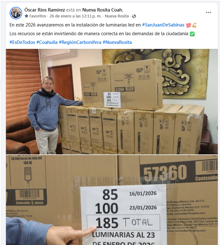 Mientras pegaba el frío, Ríos presumía luminarias