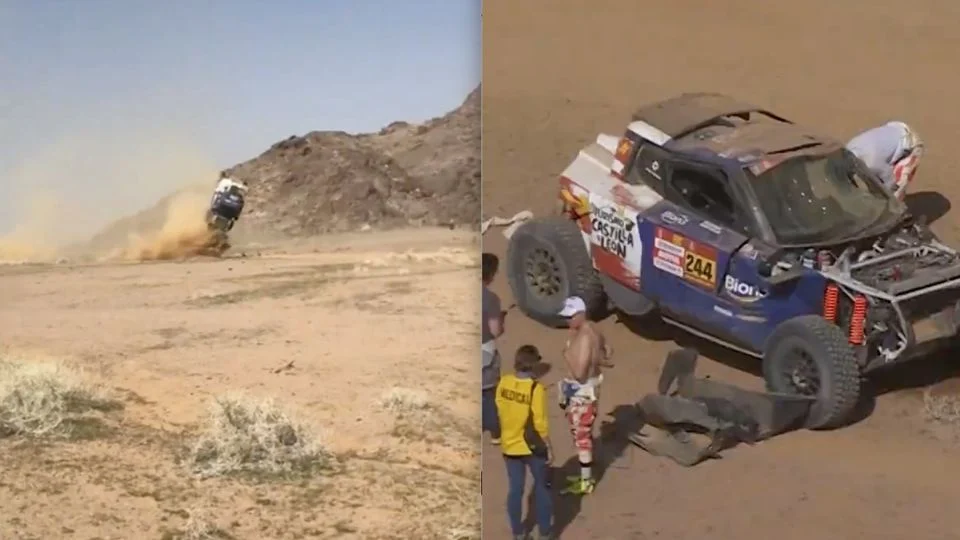 (VIDEO) Aparatoso accidente en Dakar: un auto sale volando y da vueltas de campana, pero los pilotos resultan ilesos