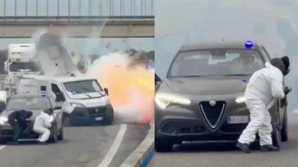 (VIDEO) Captan asalto contra automóviles blindados en Italia en medio de explosiones y balacera