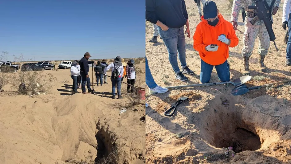 Hallan cu3rpos de dos hombres en fos4s clandestin4s ubicadas en SLRC, Sonora
