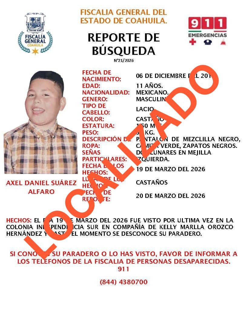 Tras intensa búsqueda localizan en NL a Axel