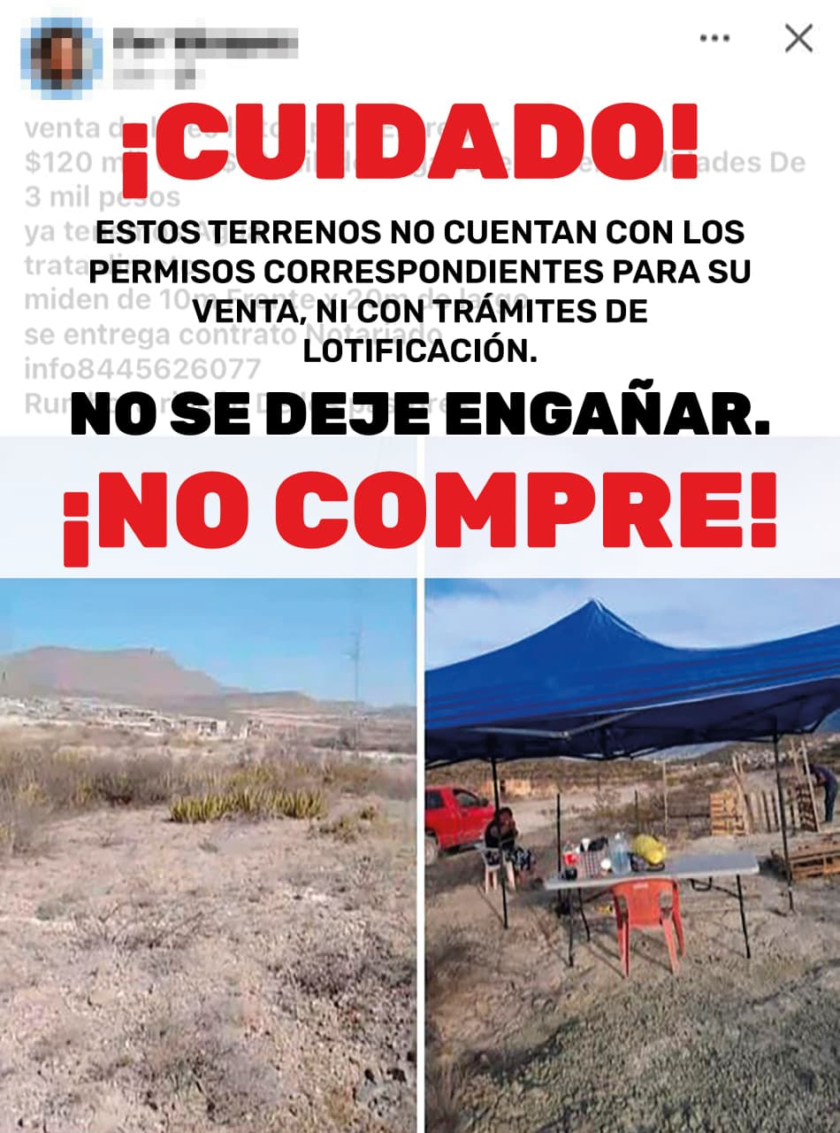 Alerta Municipio sobre venta irregular de terrenos rumbo a Rincón de los Pastores