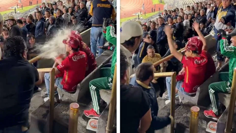 Aficionados de Pumas agr*den en CU a dos fans de Toluca y les arrojan cerveza tras perder ante los Diablos: “Sáquenlos por su seguridad”