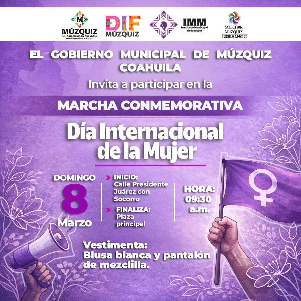 Convocan a Marcha del 8M en Múzquiz