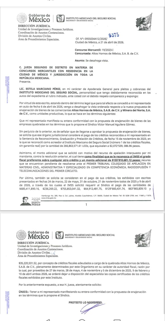 Adeuda AHMSA más de 2 mil MDP al IMSS