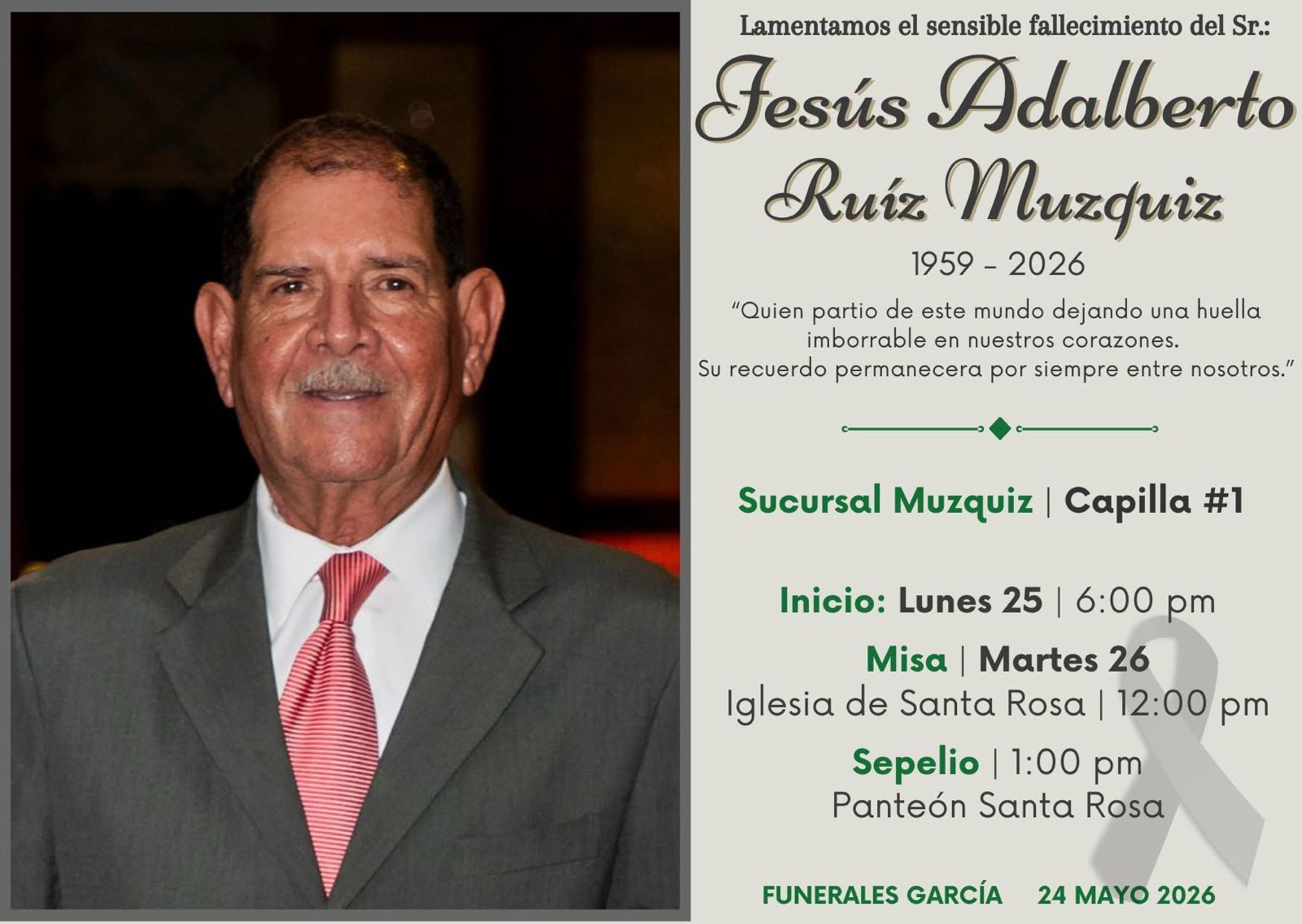 Lamenta Múzquiz fallecimiento del ing. Jesús Adalberto Ruiz
