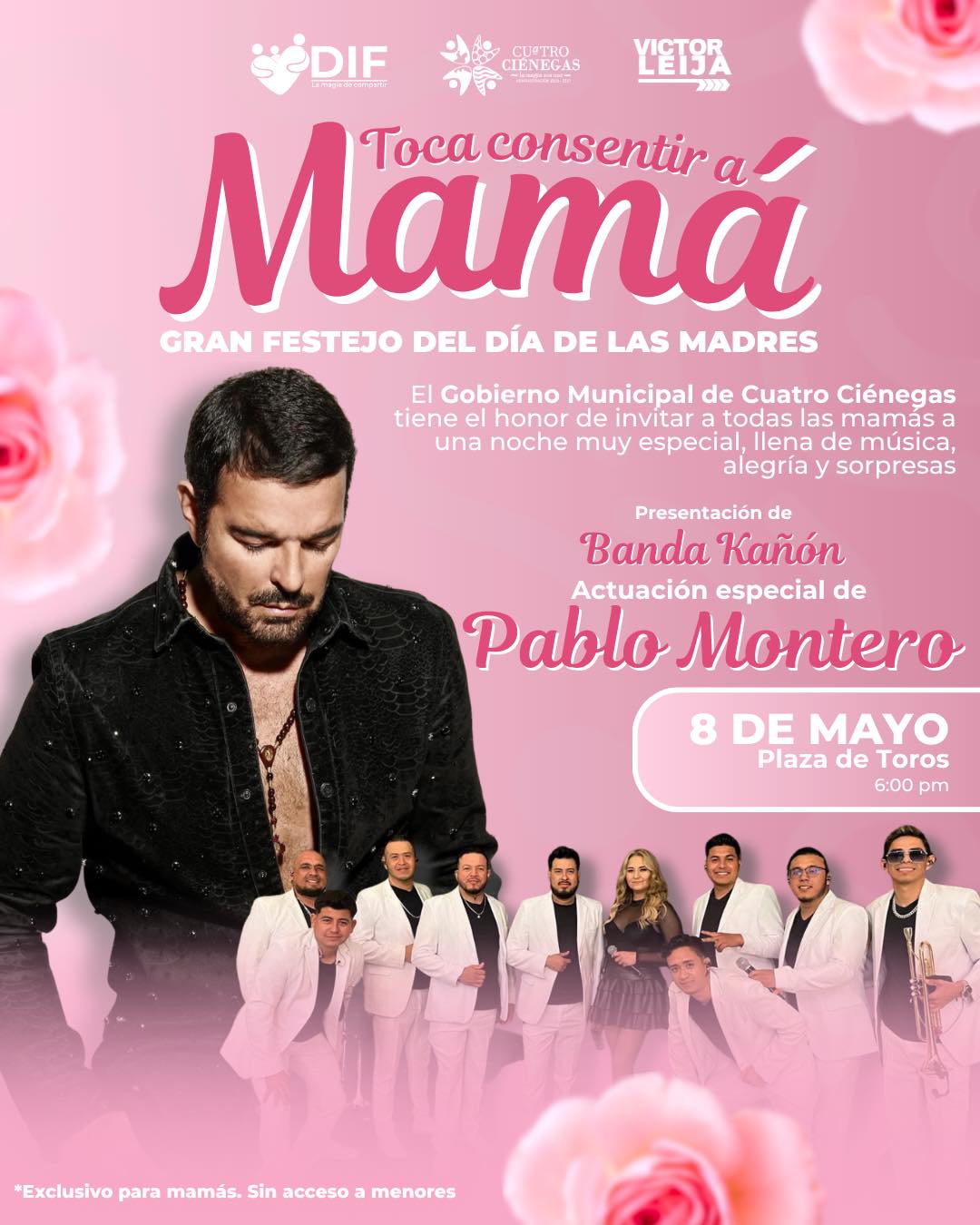 Cantará Pablo Montero a las madres de Cuatro Ciénegas