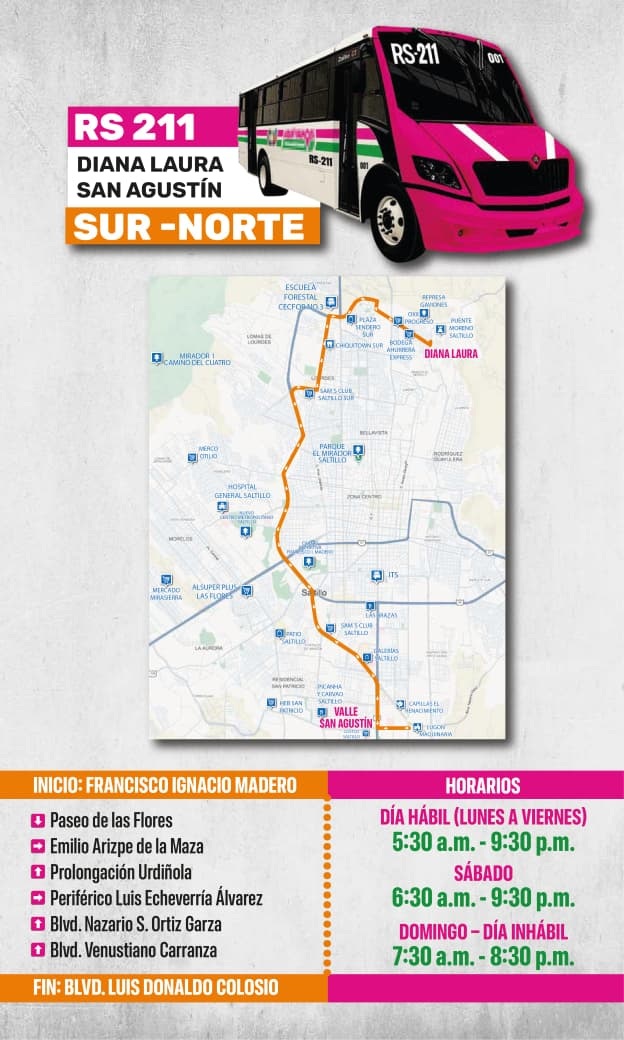 Hoy inicia en Saltillo la nueva ruta RS-211