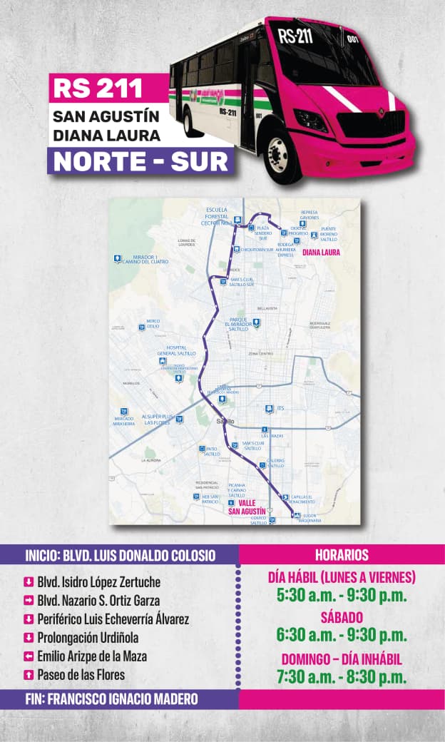 Arranca este lunes nueva ruta RS-211 en Saltillo