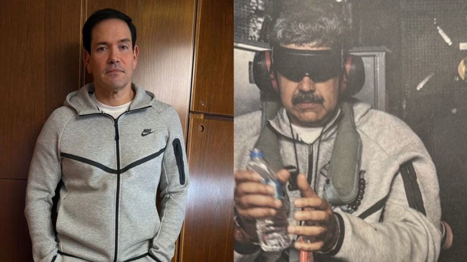 Marco Rubio posa desde el Air Force One con el mismo conjunto deportivo que Maduro vestía en su detención