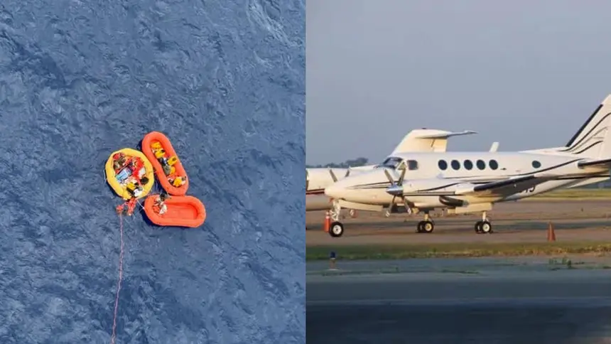 Avión se estrella en el mar y de milagro sobreviven sus pasajeros