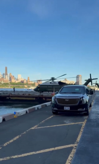 Llega Donald Trump a juego de los Knicks en helicóptero presidencial