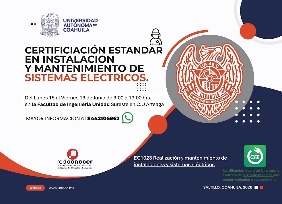 OFRECEN CERTIFICACIÓN EN SISTEMAS ELÉCTRICOS