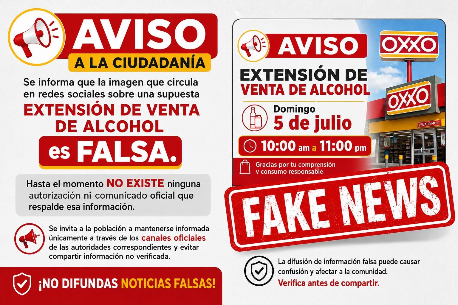 Circula una noticia falsa sobre extensión en venta de alcohol