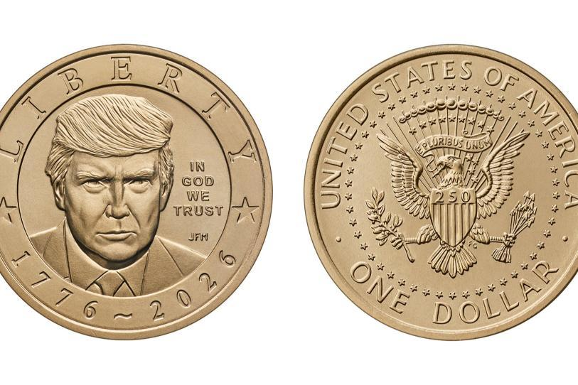 Presentan moneda de un dólar con el rostro de Donald Trump